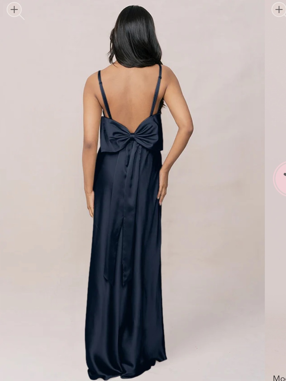 Revelry Navy Satin Maxi Dress with Bow Back